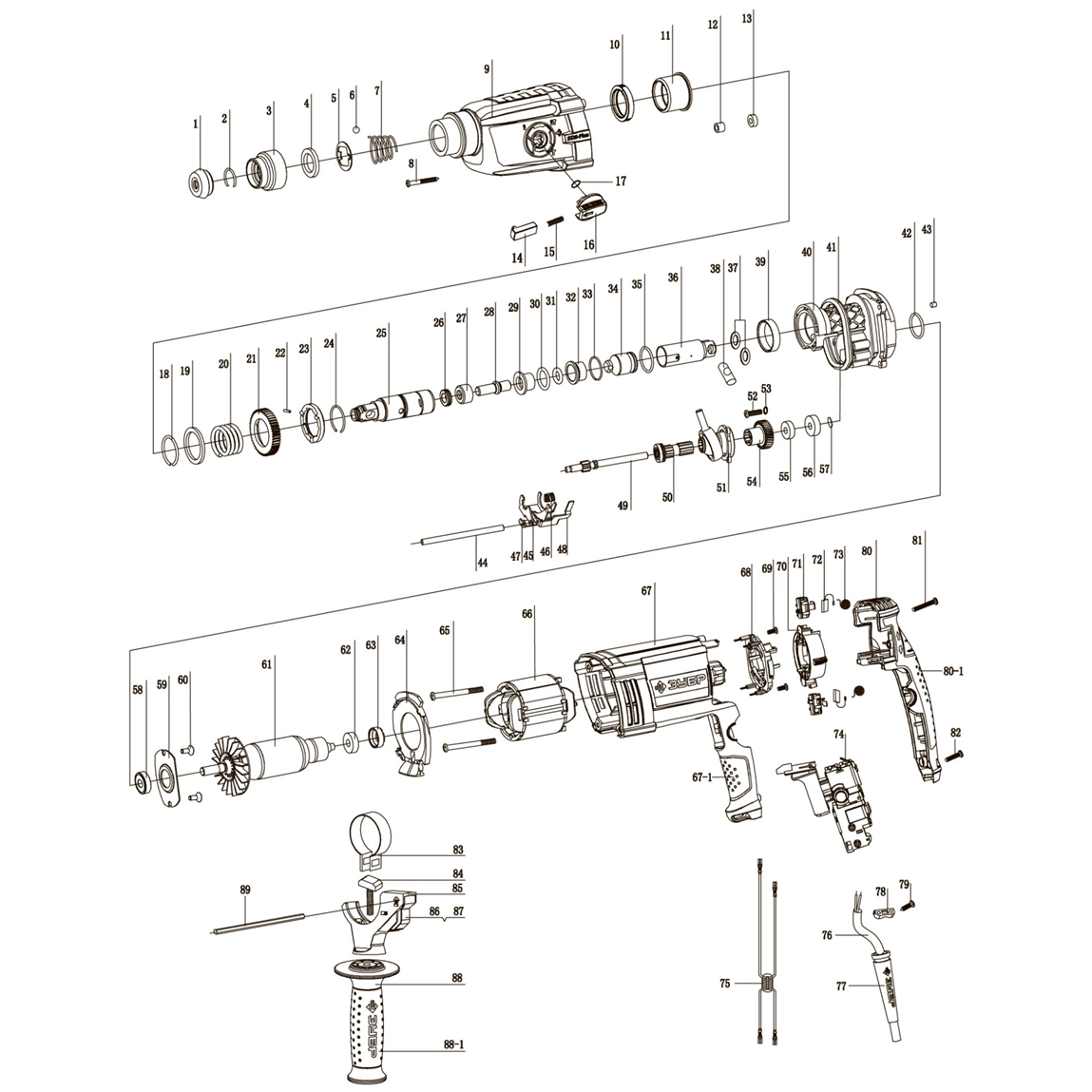 Перфоратор SDS-plus с металлическим редуктором П-32-1200 М